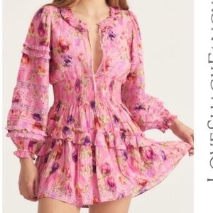 LoveShackFancy Pink Printed Dress Size Small